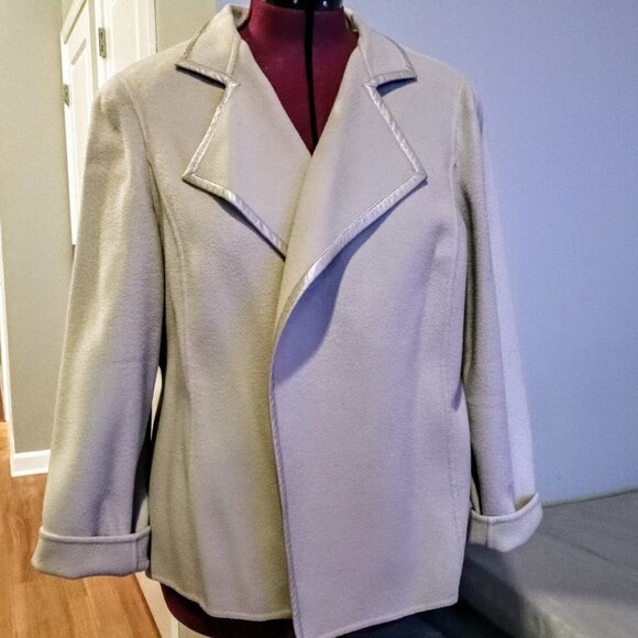 Linda Allard Ellen Tracy Pale Taupe Wool Jacket - Picture 1 of 6